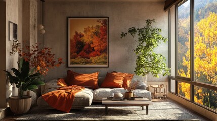 Cozy living room with autumn accents
