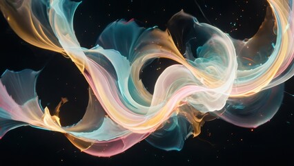 Obraz premium Abstract colorful swirls of light and smoke blend together in this mesmerizing digital artwork, perfect for backgrounds and creative projects