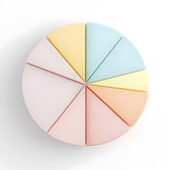 Obraz premium Top view 3d pie chart isolated on white