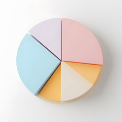 Fototapeta premium Top view 3d pie chart isolated on white