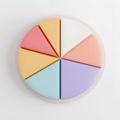 Fototapeta premium Top view 3d pie chart isolated on white