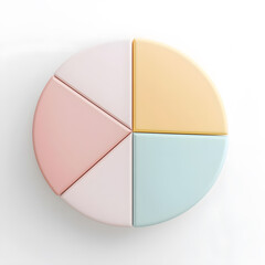 Obraz premium Top view 3d pie chart isolated on white
