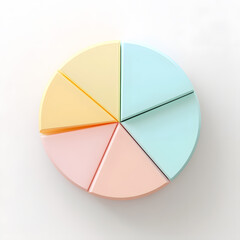 Obraz premium Top view 3d pie chart isolated on white