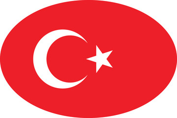 Oval shaped national flag of the European country of TURKEY