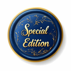 Blue wax seal stamp with Special Edition text, elegant and decorative design