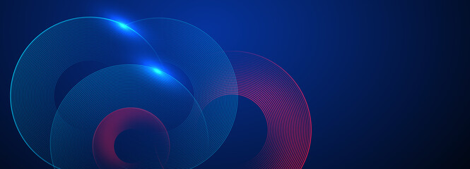 Abstract Blue Circular Lines on Dark Background. Futuristic Vector illustration.	
