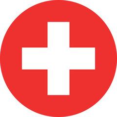 Obraz premium Circle shaped national flag of the European country of SWITZERLAND