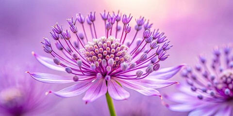 Fototapeta premium Close-up of delicate purple wildflower details showing intricate patterns and textures, detail, floralarrangement, flower, bloom