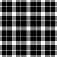 Birthday card plaid texture seamless, bedroom background vector pattern. Wide tartan check fabric textile in gray and black colors.