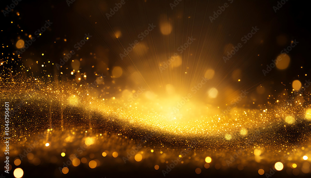Poster vibrant yellow light creates a beautiful glow on particles in an abstract bokeh effect _1(836)