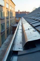 private building polymer storm drainage system covering rooftop gutter
