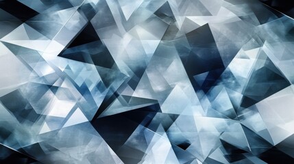 Fototapeta premium Abstract geometric background with sharp crystalline shapes in shades of blue and gray