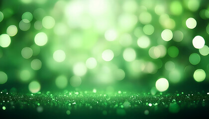 Obraz premium Vibrant green lights blend softly in a Christmas abstract background with subtle bokeh effe_1(829)