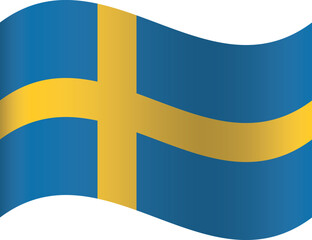 Waving shaped national flag of the European country of SWEDEN