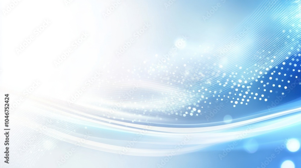Poster soft blue wave background with bokeh effect