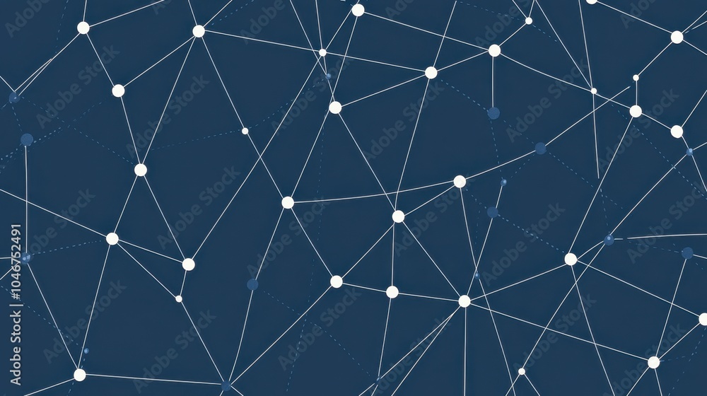 Poster abstract blue background with connected nodes and lines