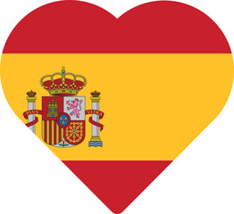 Heart shaped national flag of the European country of SPAIN