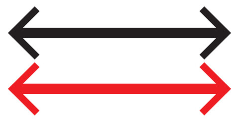 Double arrow icon set. Two side arrows icon symbol. left and right long arrows icon. Double arrows icon isolated on white background. vector illustration.