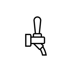 Obraz premium Beer tap with handle. Element of beer pump. Side view. Outline vector icon and illustration on white background.