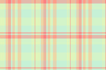Couch check texture fabric, flannel textile pattern background. Factory tartan seamless vector plaid in light and orange colors.