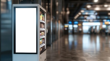 A blank digital screen in a bright modern retail store, showcasing for advertising and promotions in a shopping environment.