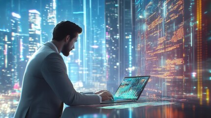 The Businessman in Futuristic Setting