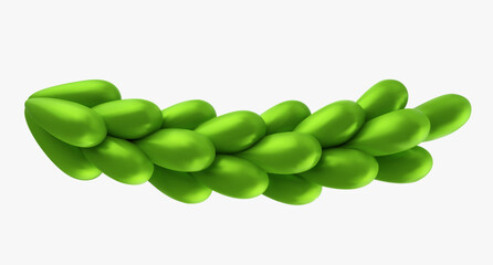 Vector 3d branch of coniferous tree or green bush isolated on white background. Cartoon realistic decoration element for holiday in modern glossy child style.