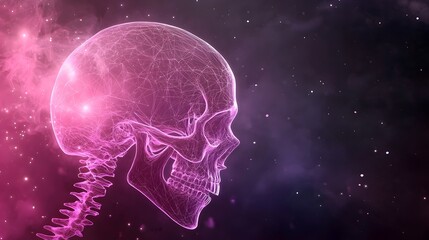 Translucent 3D Skeleton Illuminated by Ultraviolet Light - Otherworldly Cosmic Design for Sci-Fi and Fantasy Themes