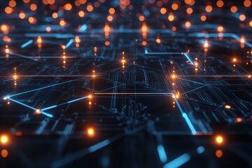 Fototapeta premium Symmetrical AI-generated digital patterns with glowing nodes