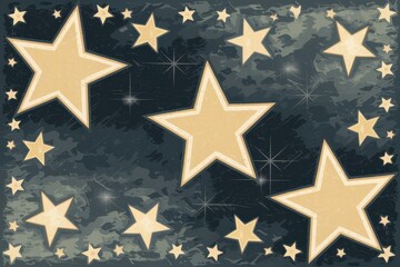 Whimsical Gold Star Illustration Dark Textured Background - Perfect New Year's Eve Party Decorations, Invitations, Celebratory Event Graphics