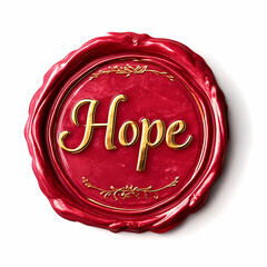Red wax seal stamp with Hope text, elegant and inspirational design