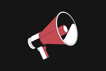 Red Megaphone Illustration Black Background - Ideal Marketing, Advertising, Public Speaking Promotions