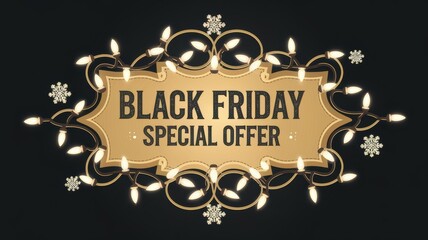 Festive Black Friday Sale Banner Colorful Lights Snowflakes - Eye-Catching Promotional Design Holiday Marketing Retail Advertising