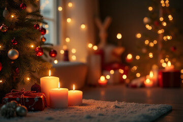 artificially generated holiday scene evokes warmth coziness candlelight festive decorations thoughtful presents