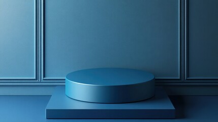 Fototapeta premium Design a podium mockup with a metallic blue finish.