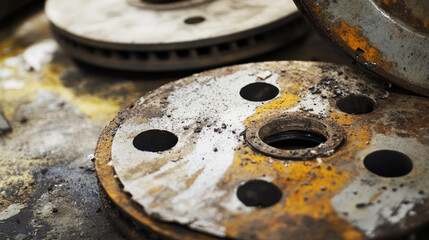 Rusty Metal Discs: A Close-Up of Weathered Industrial Parts