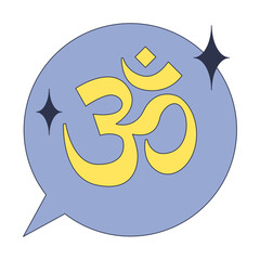 Speech bubble with 'Om' symbol, symbolizing peace and meditation.