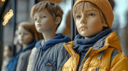 A group of young boys are dressed in winter clothing