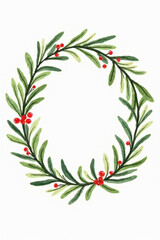 Fototapeta premium festive watercolor wreath features spruce holly berries mistletoe