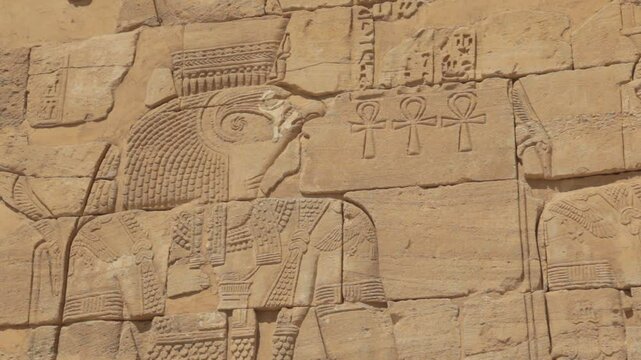 Sudan, Nubia, Naga, the restored lion temple in musawwarat es-sufra