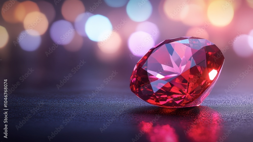 Poster elegant ruby gemstone with sparkling background
