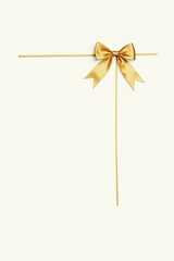 golden bows decorated thin gold ribbon isolated design pure white surface