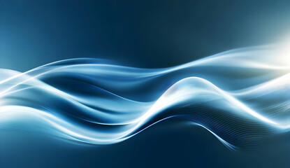 Obraz premium Wavy Blue Lines with Glowing Effect
