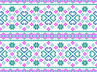 Ethnic pixel seamless pattern