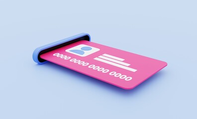 Identification card icon, identity verification through service provider, 3d illustration