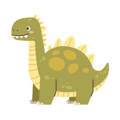 Cute green dinosaur on white background. Drawing dinosaur for children. Vector character © Sonika