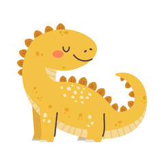Cute yellow dinosaur on white background. Drawing dinosaur for children. Vector character © Sonika