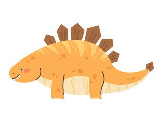 Cute stegosaurus on white background. Drawing dinosaur for children. Vector character