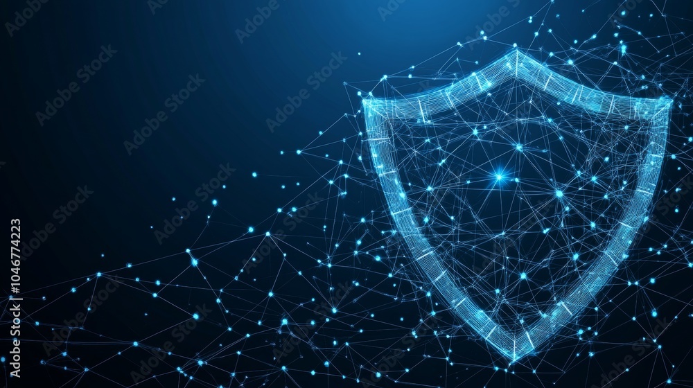 Aufkleber abstract futuristic shield, cybersecurity concept. digital data protection through network security