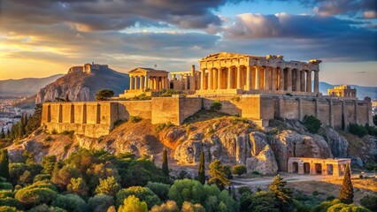 panoramic view of the beautiful Acropolis in Rhodes